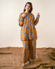 PRINTED ESSENTIAL 2PC CO-ORD - Saffron Yellow