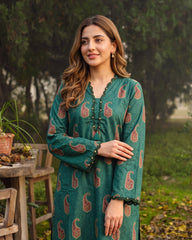Emerald Green Paisley Stitched 2 Piece Lawn Suit | APC251104