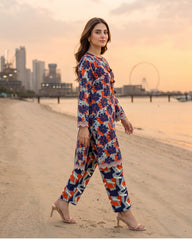 Red & Navy Floral Printed Stitched 2 Piece Lawn Suit | APC251112