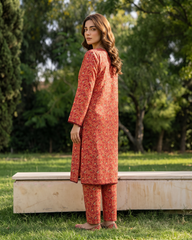 Red Paisley Printed Stitched 2 Piece Lawn Suit | APC251108