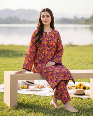 Violet Ember Floral Stitched 2 Piece Lawn Suit | APC251103