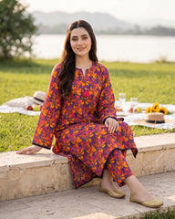 Violet Ember Floral Stitched 2 Piece Lawn Suit | APC251103