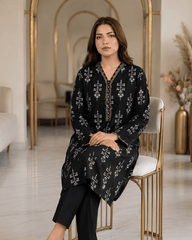 Black Printed Premium Lawn Kurti One-Piece | A1126116Y
