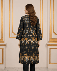 Black Floral Printed Premium Lawn Kurti – One-Piece | A11326106