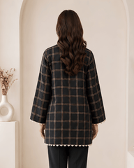 Black Checkered Premium Lawn Kurtie One-Piece | A2226220