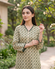 Ayla Studio Green Floral Printed 2 Piece Lawn Suit | APC251105