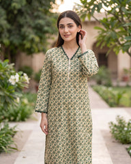 Ayla Studio Green Floral Printed 2 Piece Lawn Suit | APC251105