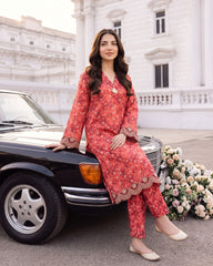 Gulnaar Red Printed Lawn Stitched 2-Piece Suit | APC251110