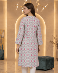 Mint Blue Printed Premium Lawn Kurti with Lace Details – One-Piece | A2226102F8