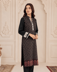 Black Printed Premium Lawn Kurti with Embroidered Details – One-Piece | TA2226209