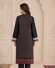 Black Printed Premium Lawn Kurti with Embroidered Details – One-Piece | TA2226209