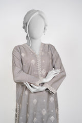 Solid Embroidered | 2-Piece RTW | Silver Grey