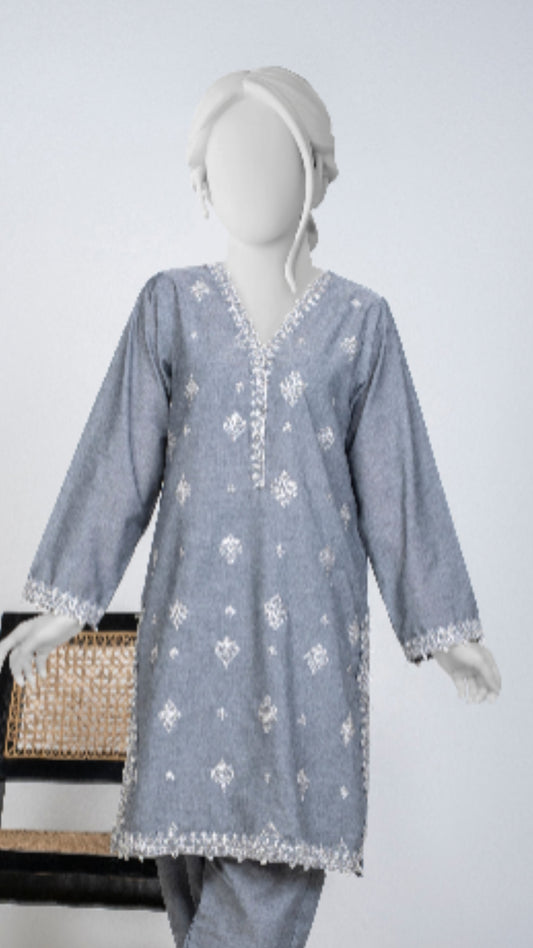 Solid Embroidered | 1-Piece RTW | Grey