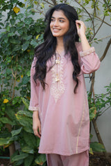 Solid Embroidered Co-ord - Seher