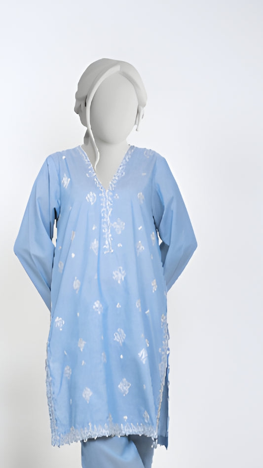 Solid Embroidered | 1-Piece RTW | Sky Blue