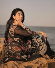 Embroidered chiffon 3PC - Black Garden