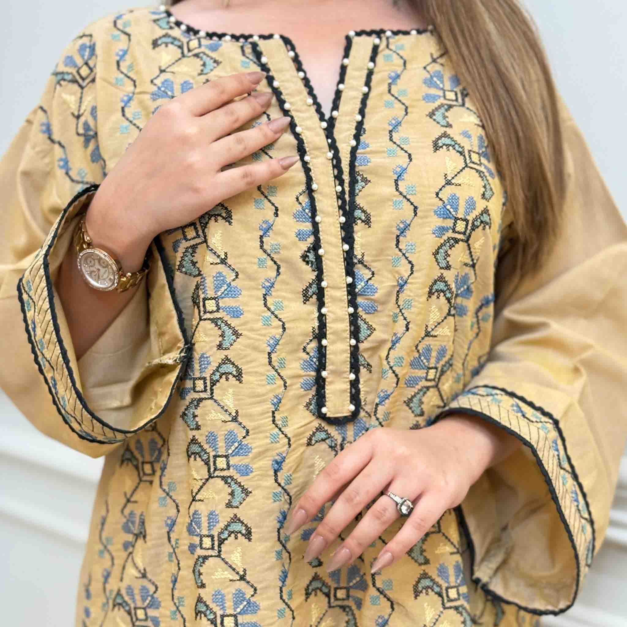 Solid Embroidered Co-ord - Taskeen
