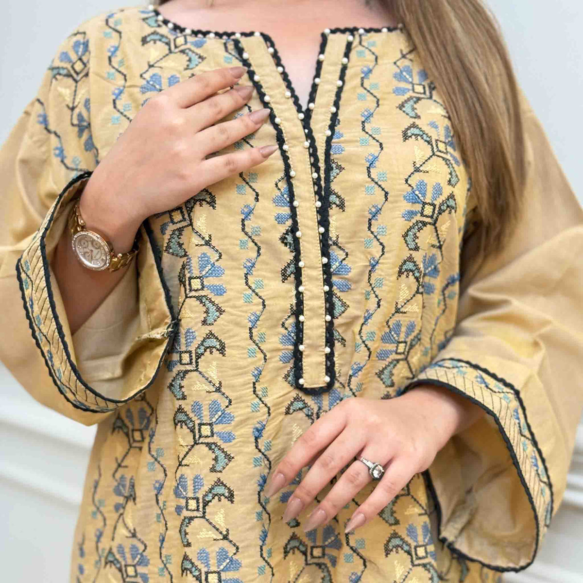 Solid Embroidered Co-ord - Taskeen