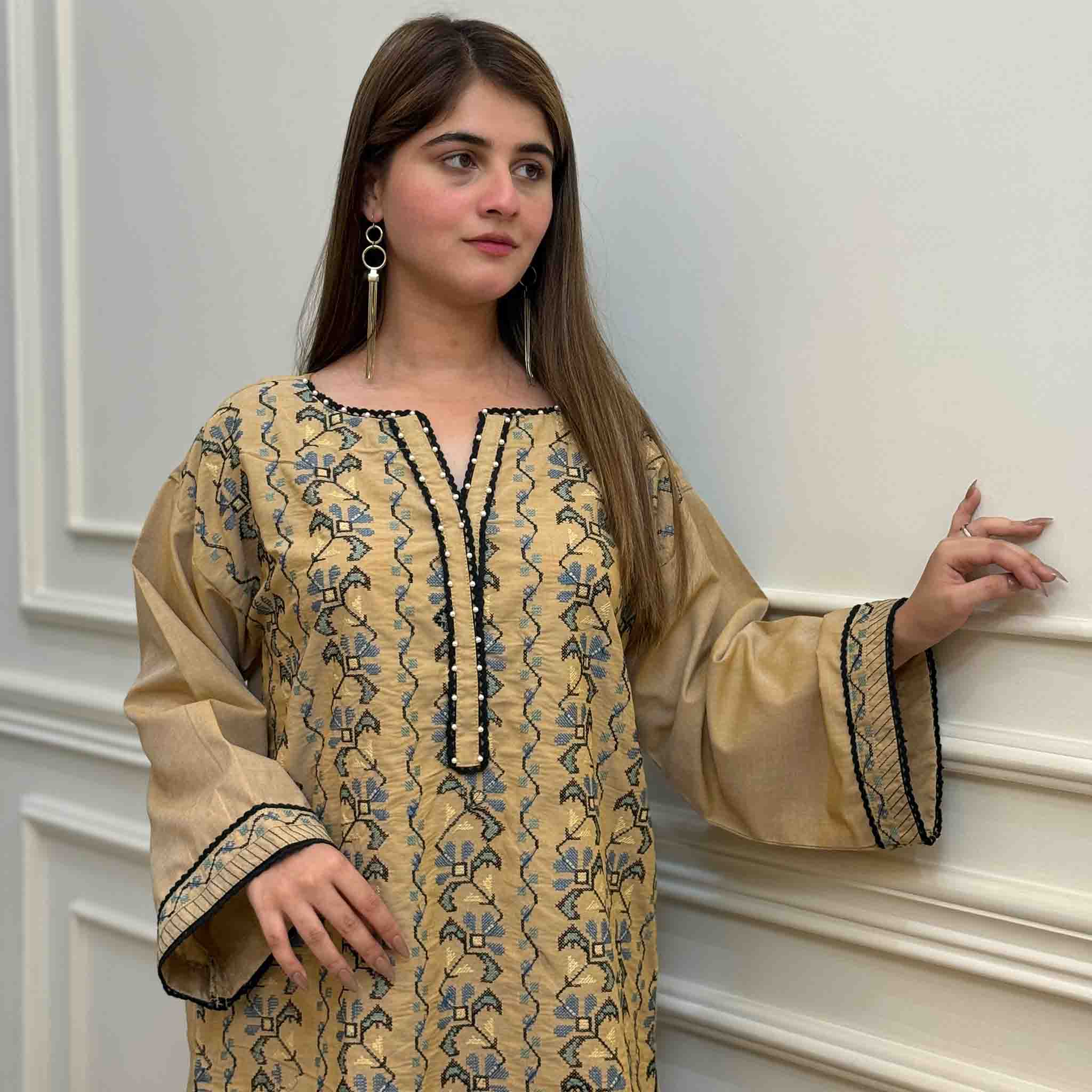 Solid Embroidered Co-ord - Taskeen