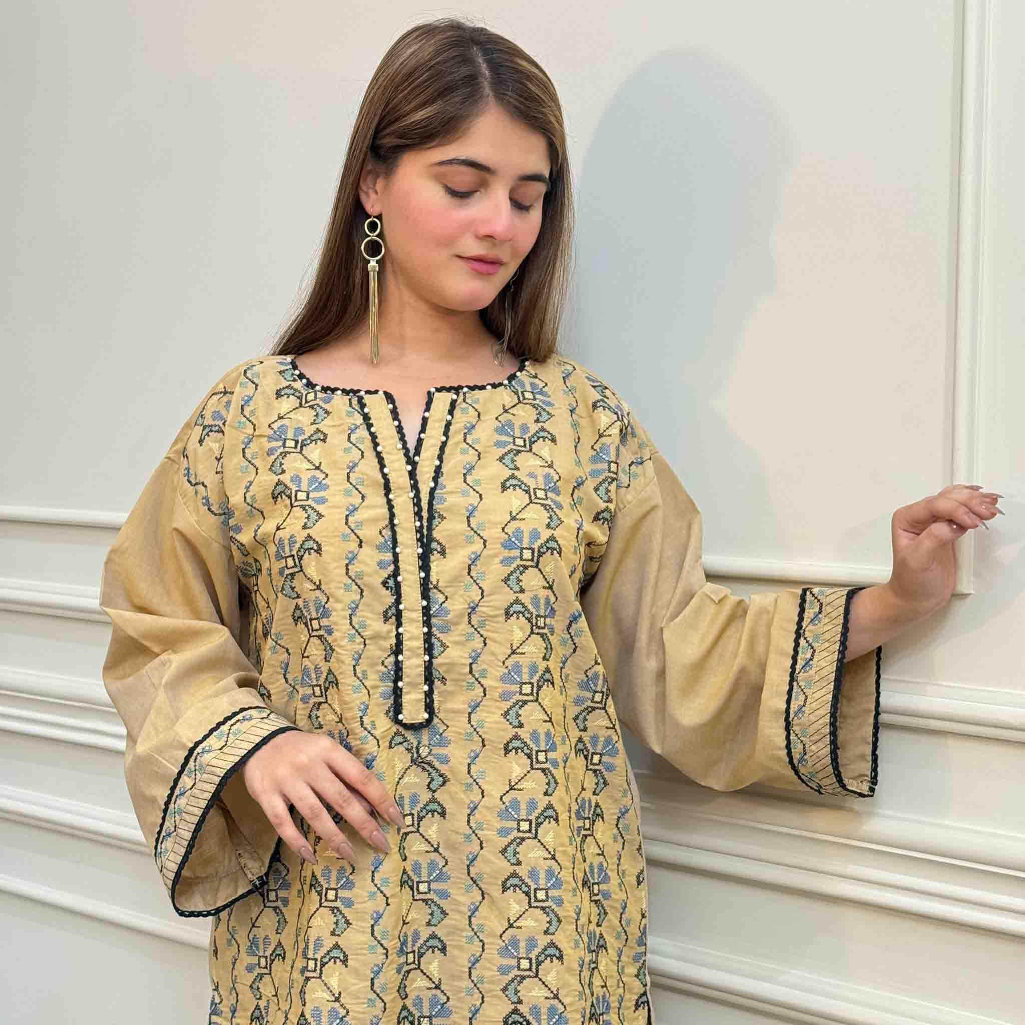 Solid Embroidered Co-ord - Taskeen