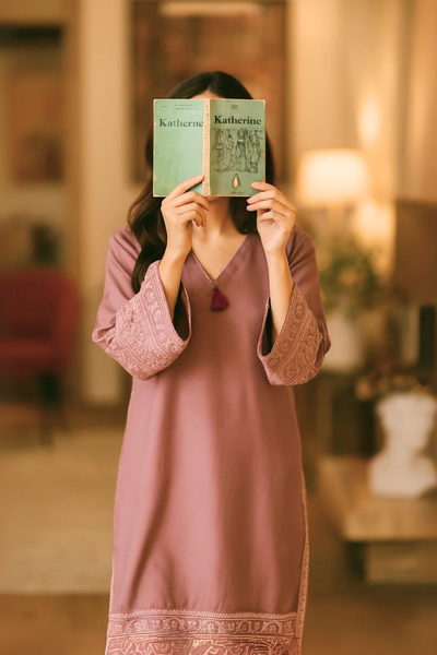 2-Piece Solid Embroidered Dress – Shabnam