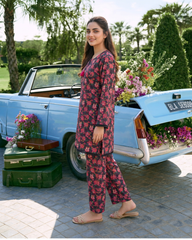 Black Floral Printed Stitched 2 Piece Lawn Suit | APC251111