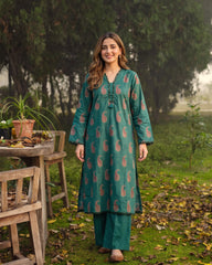 Emerald Green Paisley Stitched 2 Piece Lawn Suit | APC251104
