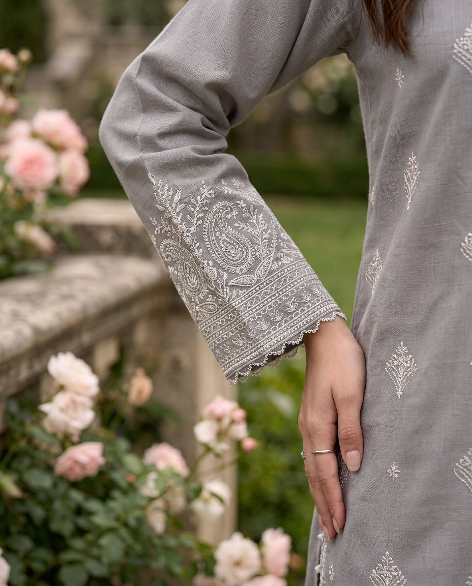 Solid Embroidered | 1-Piece RTW | Grey
