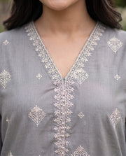 Solid Embroidered | 1-Piece RTW | Grey