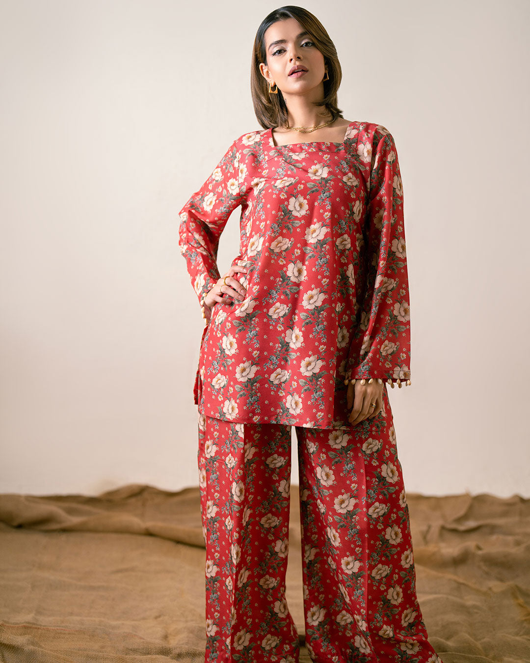 PRINTED ESSENTIAL 2PC CO-ORD - Golden Spice