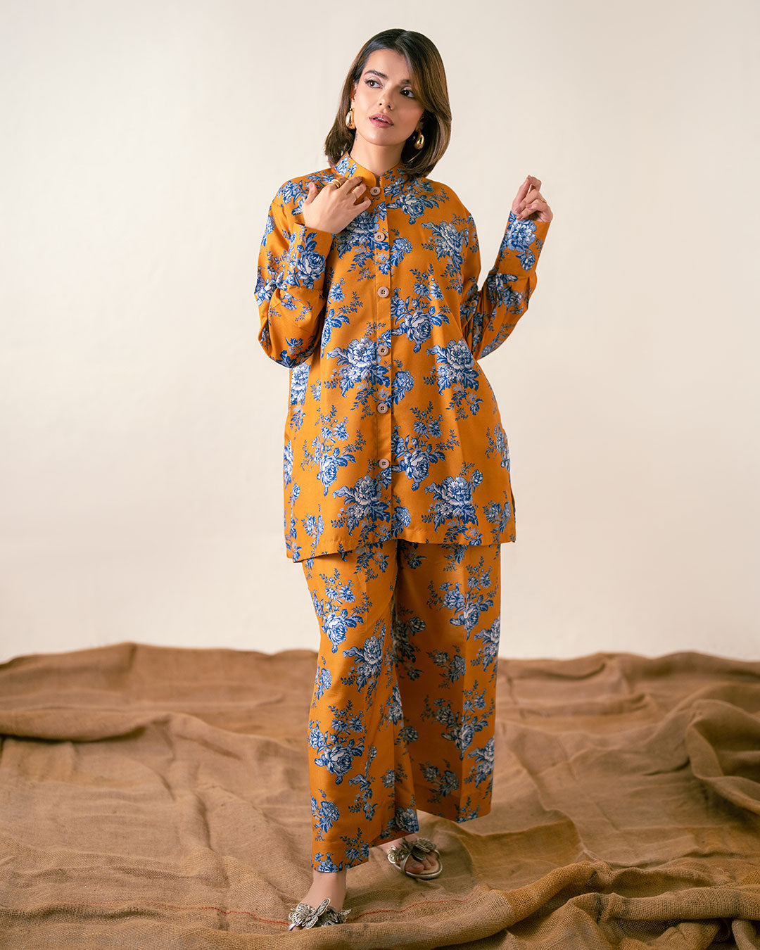 PRINTED ESSENTIAL 2PC CO-ORD - Saffron Yellow