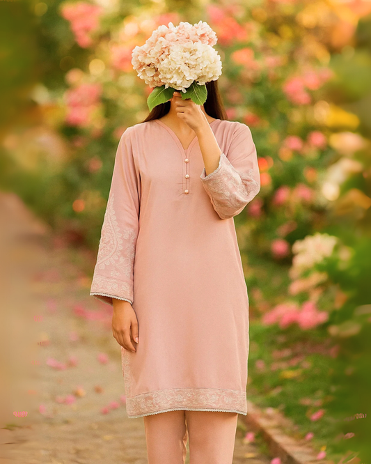 2-Piece Solid Embroidered Suit – GULBADAN