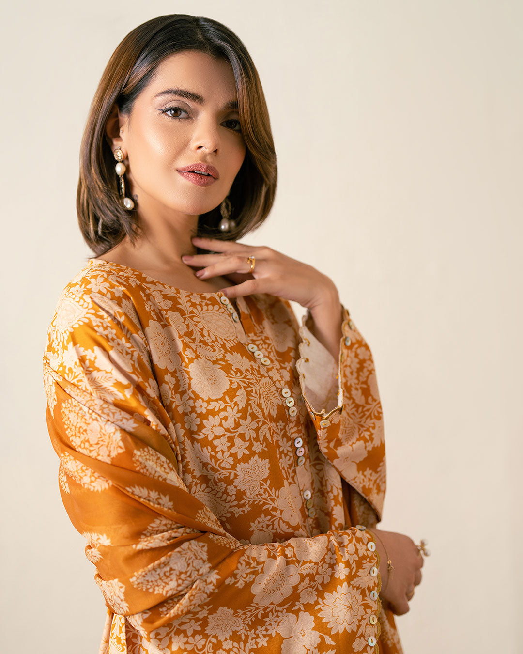 PRINTED ESSENTIAL 2PC CO-ORD - Burnt Ocher