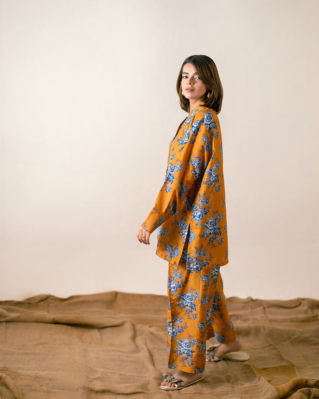 PRINTED ESSENTIAL 2PC CO-ORD - Saffron Yellow
