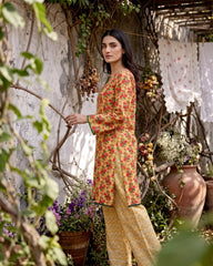 Yellow Floral Printed 2 Piece Lawn Suit | APC251102