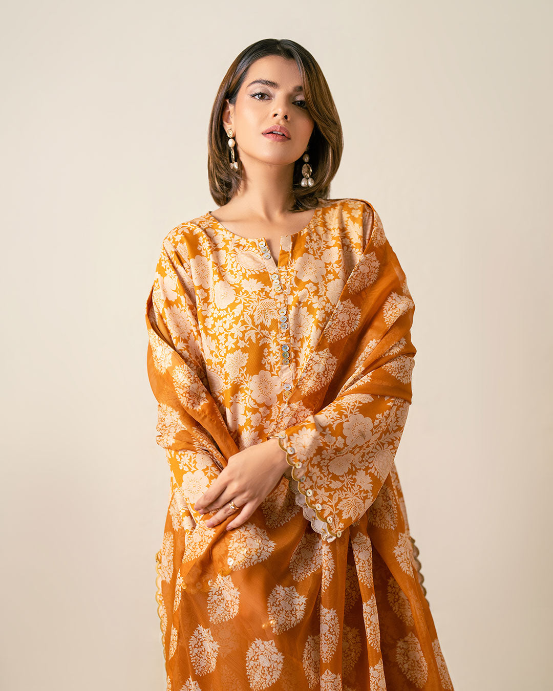 PRINTED ESSENTIAL 2PC CO-ORD - Burnt Ocher