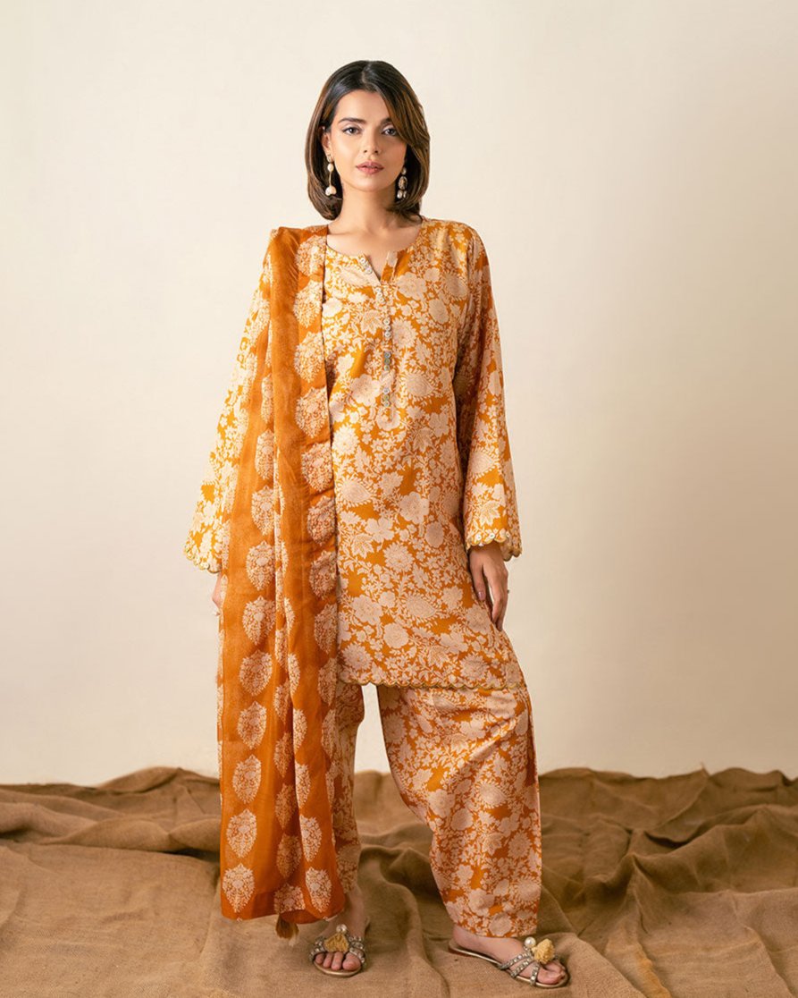 PRINTED ESSENTIAL 2PC CO-ORD - Burnt Ocher