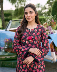 Black Floral Printed Stitched 2 Piece Lawn Suit | APC251111