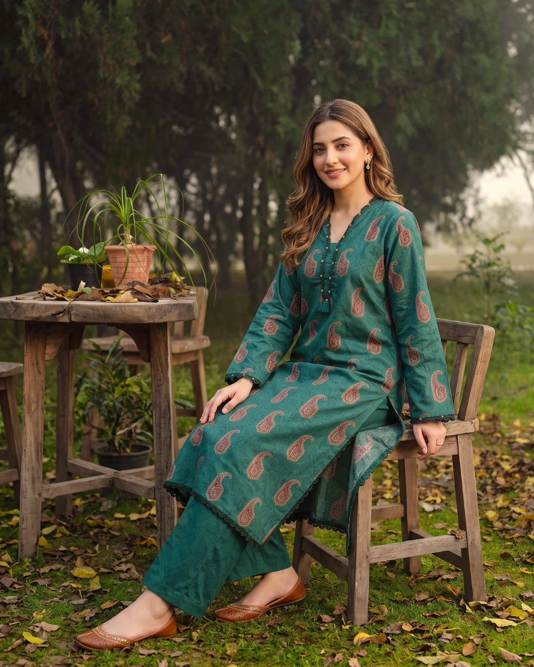 Emerald Green Paisley Stitched 2 Piece Lawn Suit | APC251104