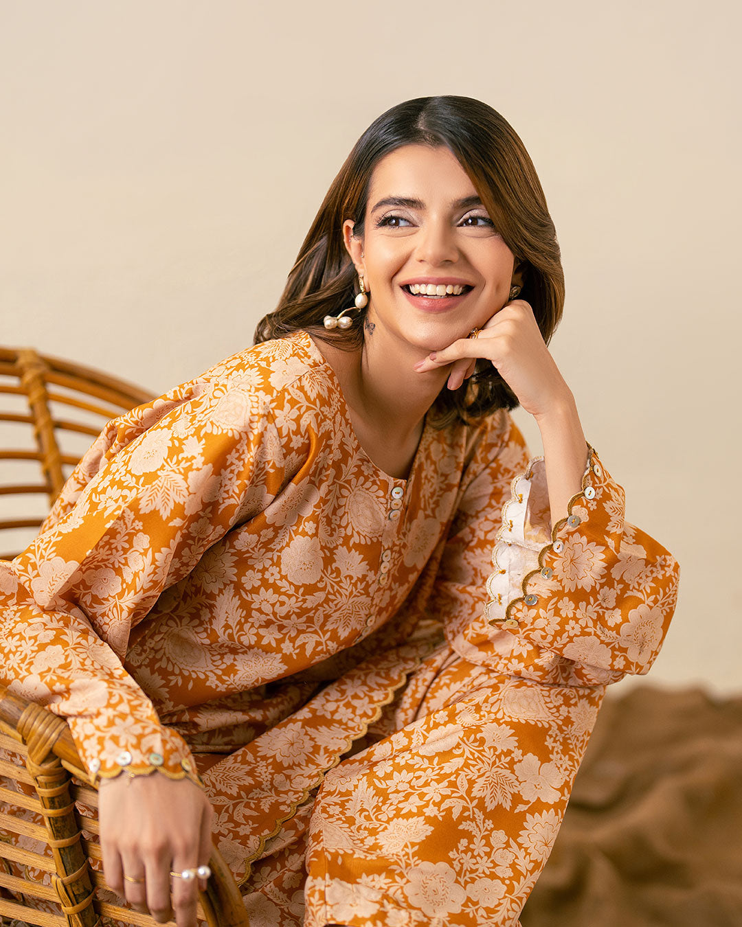 PRINTED ESSENTIAL 2PC CO-ORD - Burnt Ocher