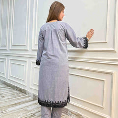 Solid Embroidered Co-ord - Leila