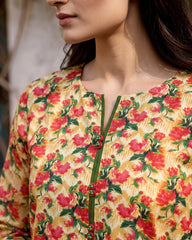 Yellow Floral Printed 2 Piece Lawn Suit | APC251102