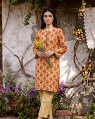 Yellow Floral Printed 2 Piece Lawn Suit | APC251102