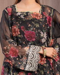 Embroidered chiffon  3PC - Black Garden