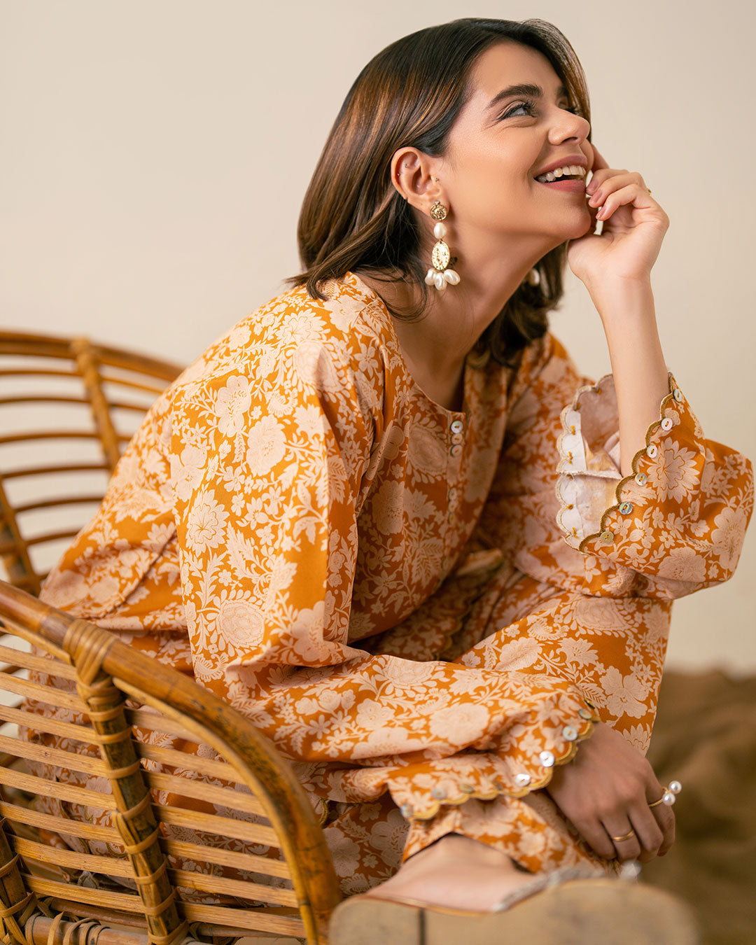 PRINTED ESSENTIAL 2PC CO-ORD - Burnt Ocher