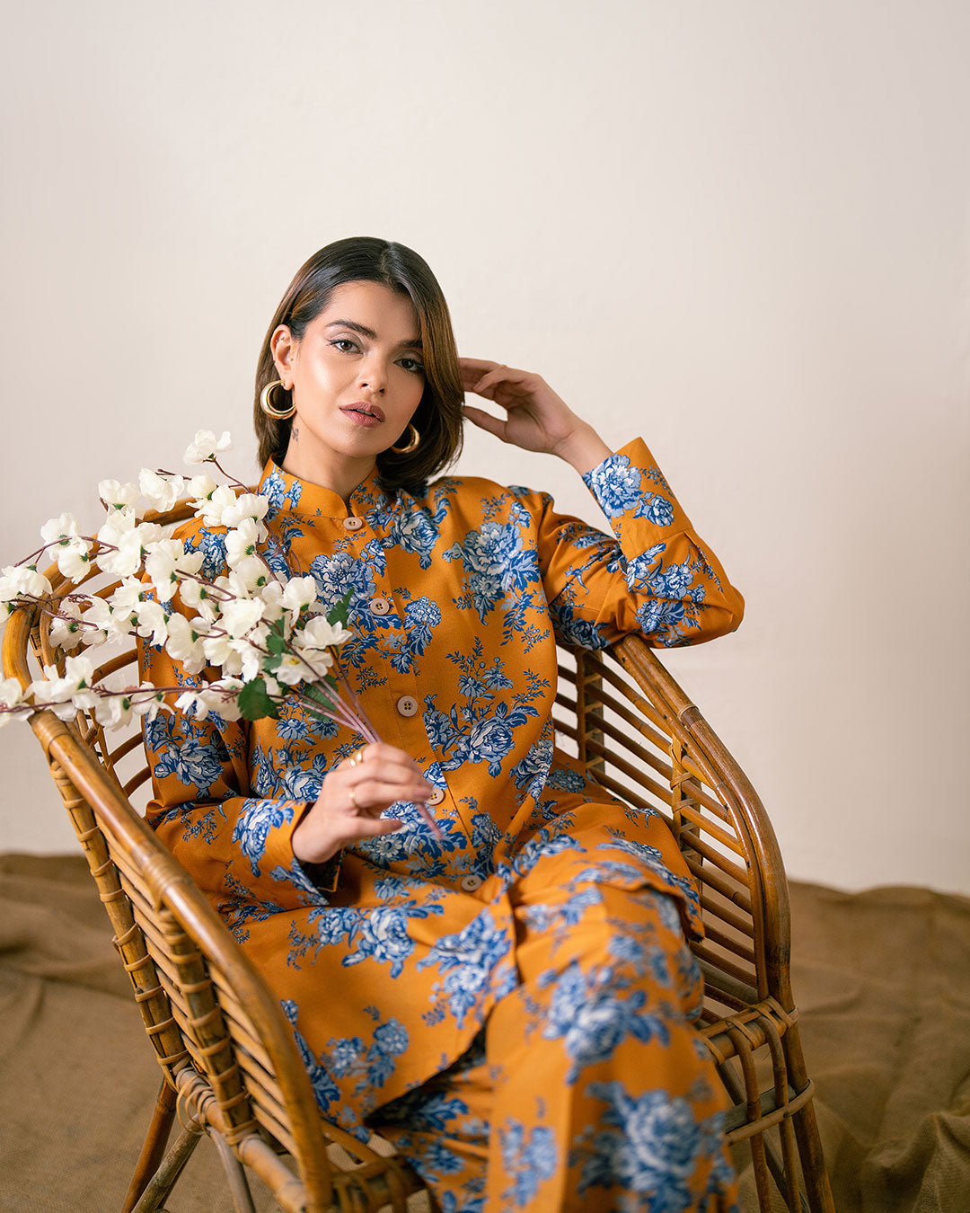 PRINTED ESSENTIAL 2PC CO-ORD - Saffron Yellow