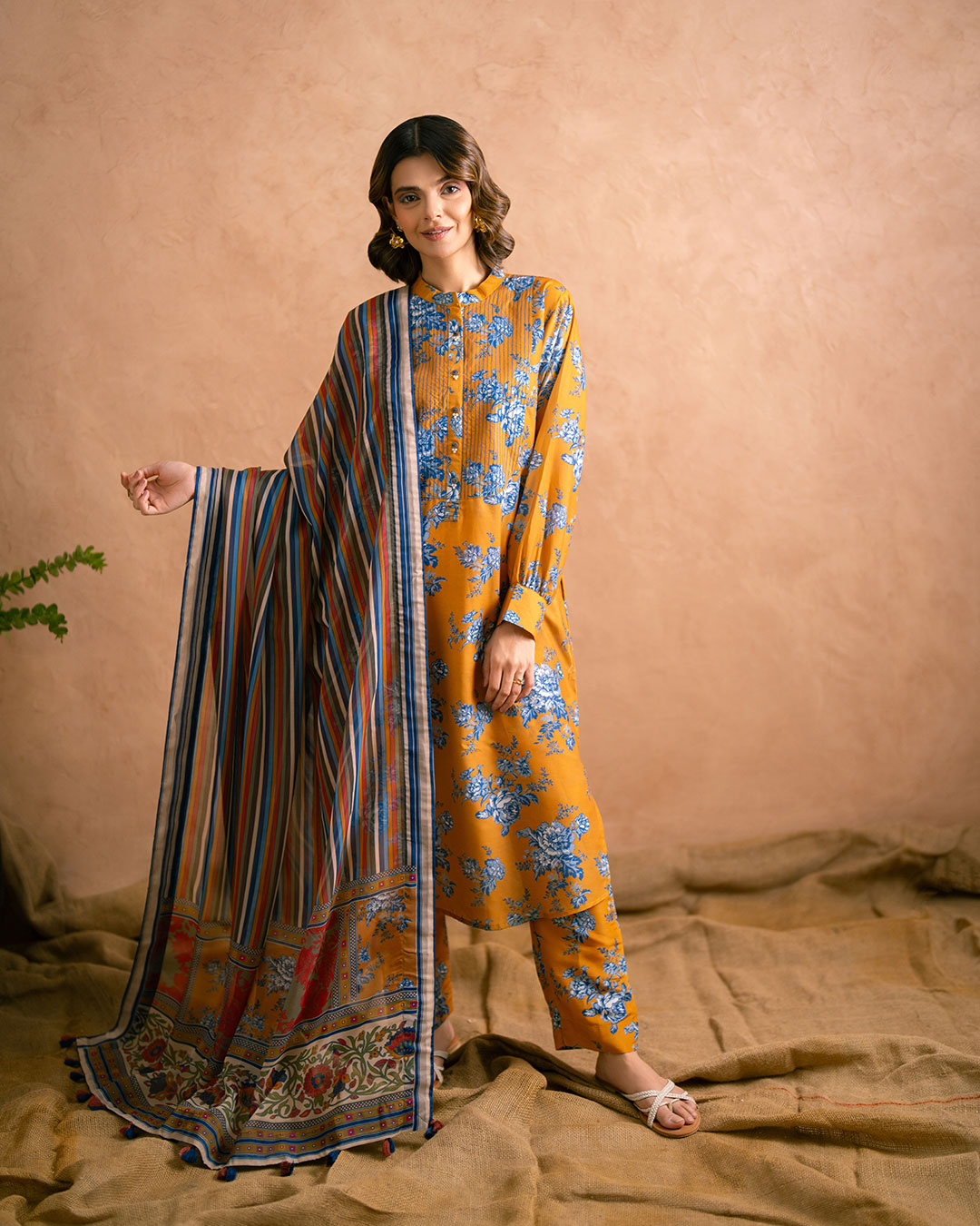 PRINTED ESSENTIAL 2PC CO-ORD - Saffron Mix