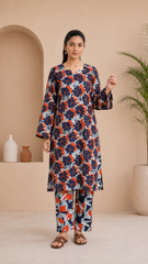 Abstract Floral Lawn Suit | Premium 2-Piece Unstitched Summer Collection