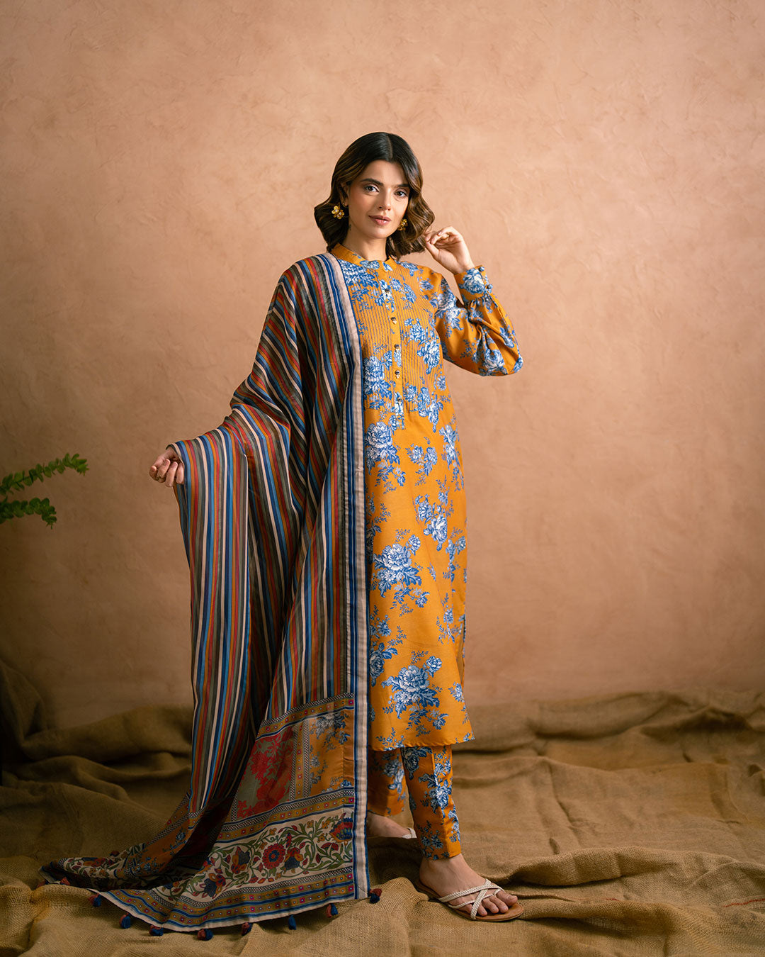 PRINTED ESSENTIAL 2PC CO-ORD - Saffron Mix