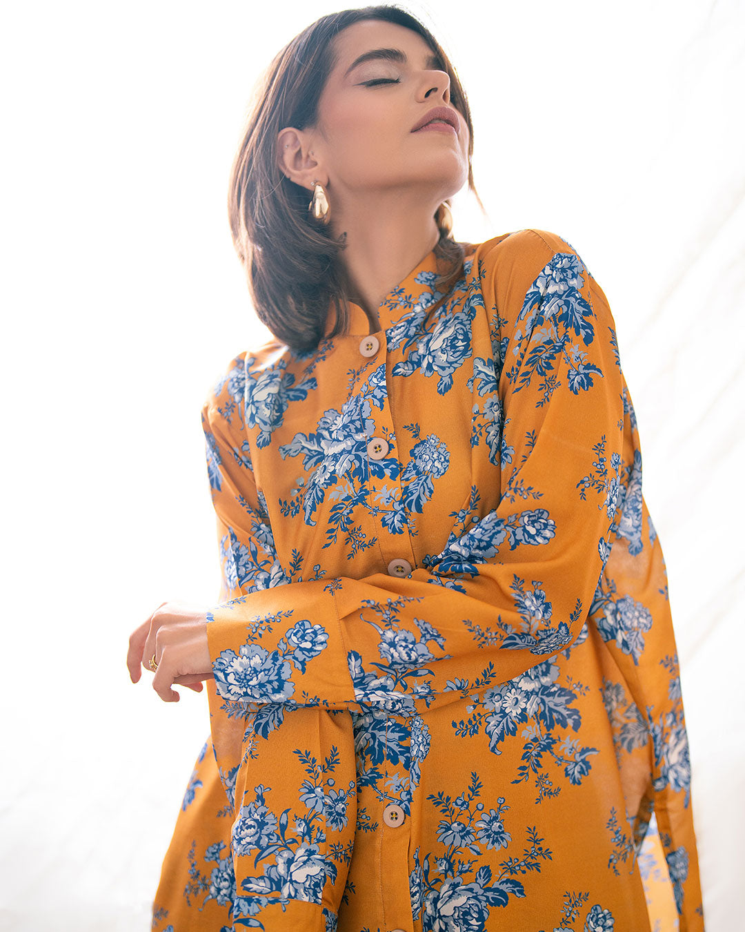PRINTED ESSENTIAL 2PC CO-ORD - Saffron Yellow
